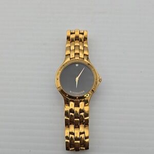 Wittnauer Ladies Vintage Gold Tone w/ Black Dial Quartz Watch